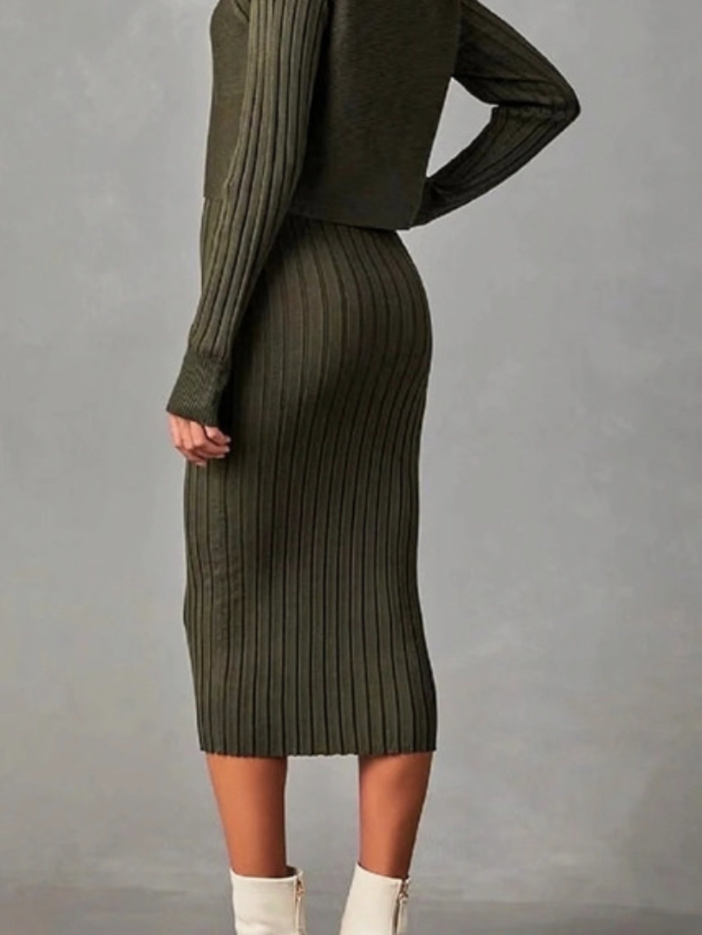 Fashion Nova Ribbed Midi Dress in Green Size Large